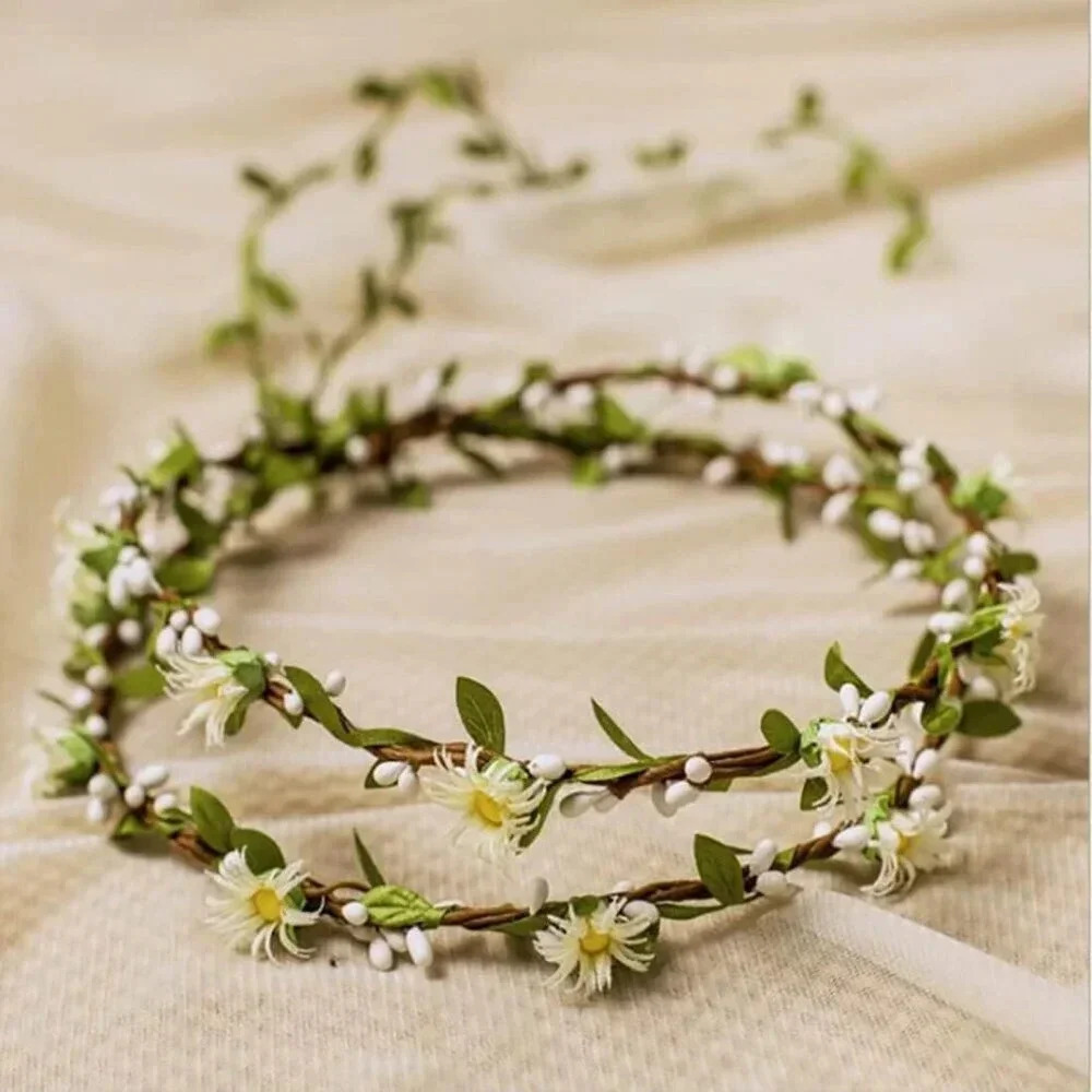 ❤️Women Green Flower Crown Boho Flower Floral Crown Bridal Headpiece Crown